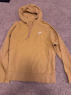 Nike Men’s Mustard Pullover Hoodie with White Swoosh